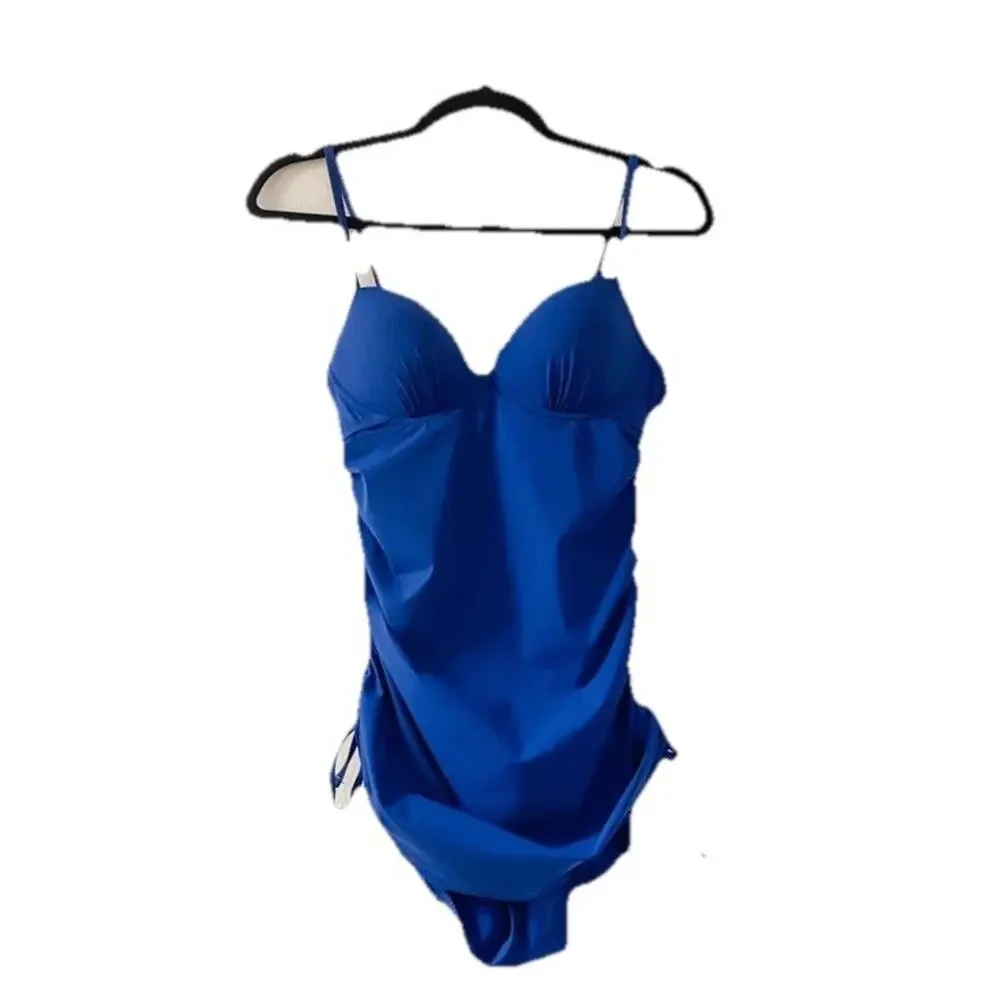 Spanx Love Your Assets Size S Swim Suit PUSH-UP Ruched Sides One Piece BLUE